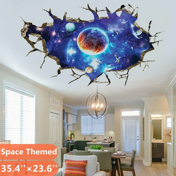 3D Galaxy Wall Sticker Space Planet Universe Room Decal Removable Home Art Decor 
